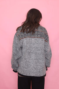 Vintage Grey 1/4 Button Chunky Knit Jumper