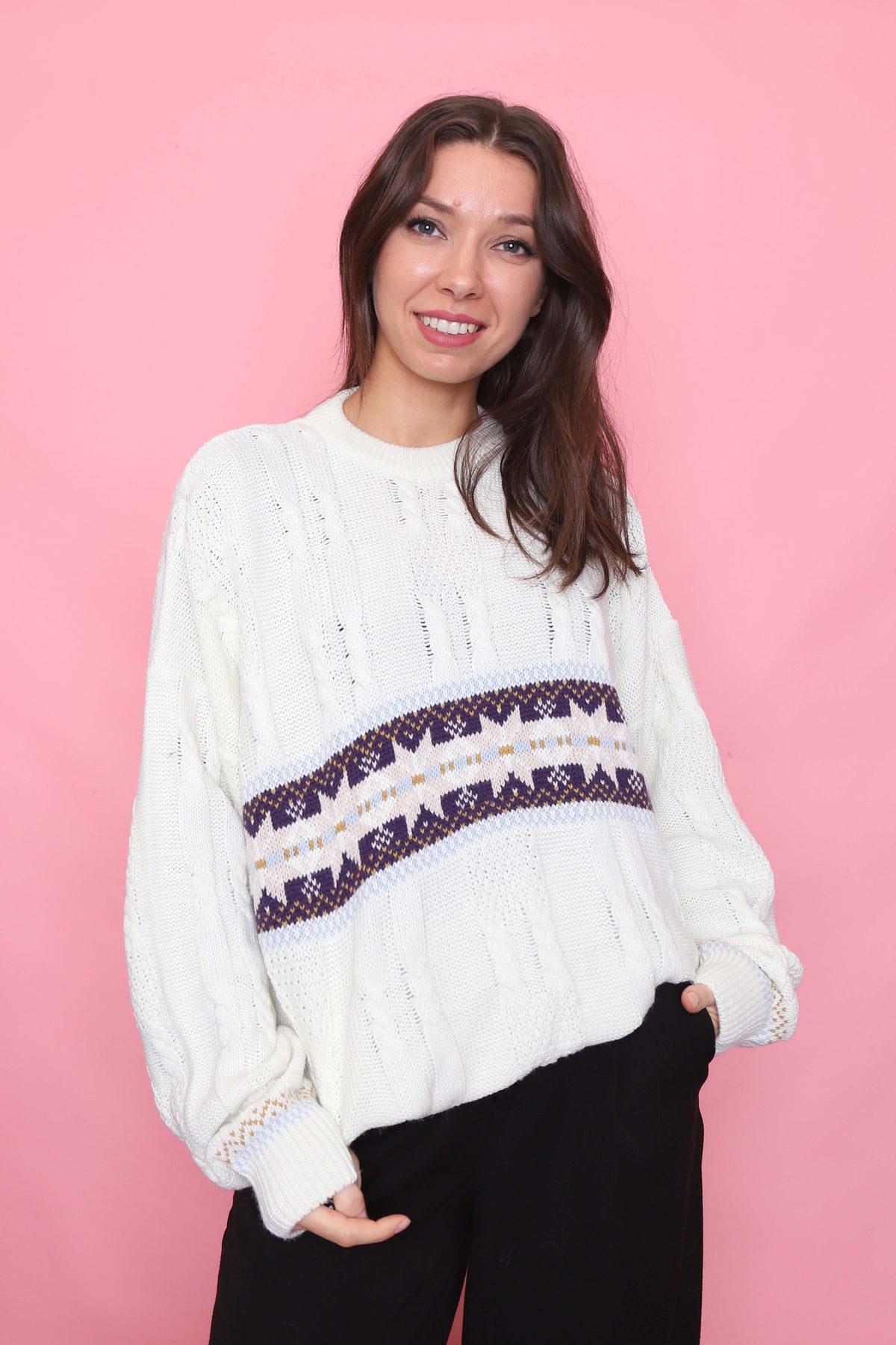 Vintage Cream Cable Knit Jumper