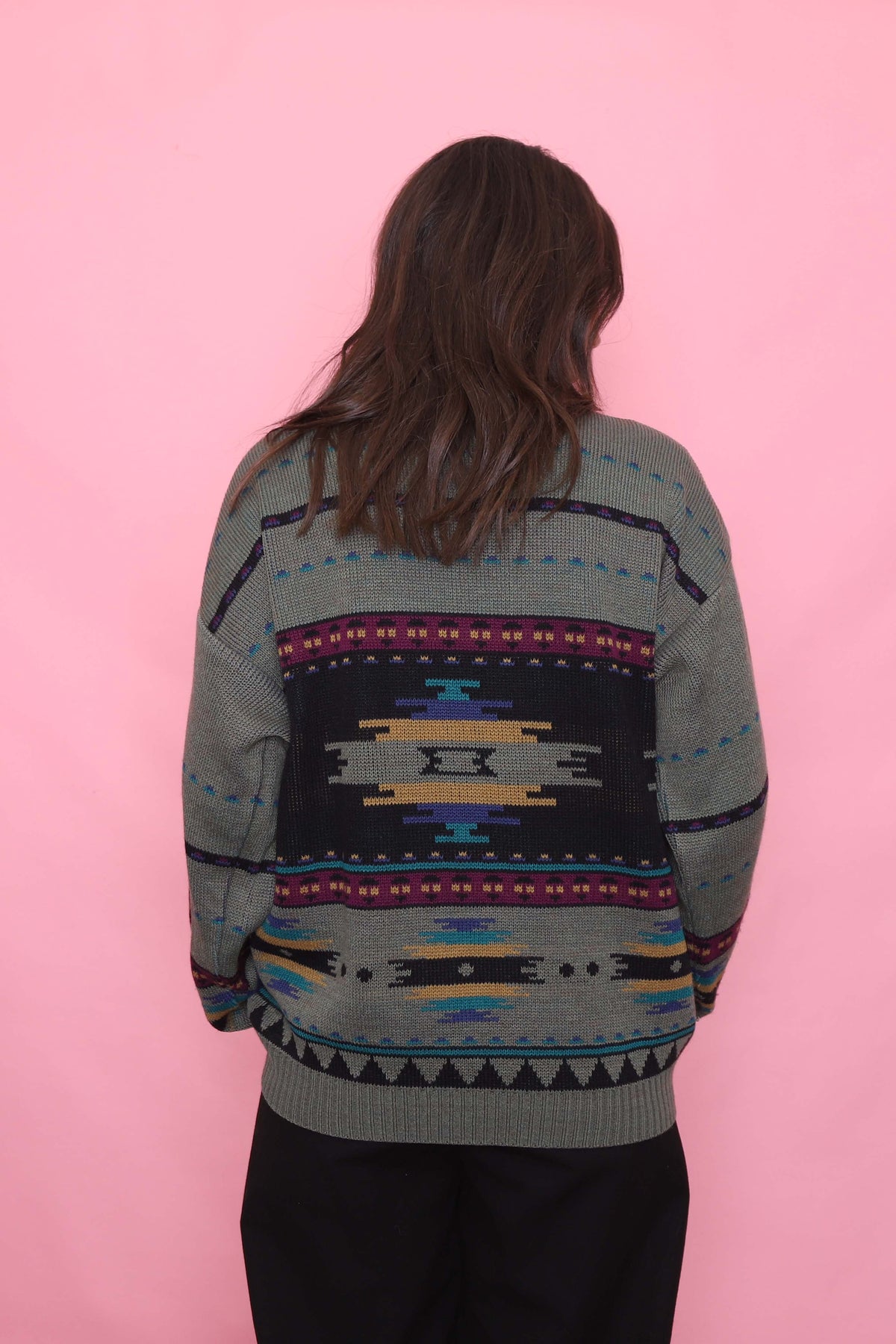 Vintage Aztec Style Pattern Knit Jumper