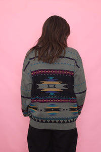 Vintage Aztec Style Pattern Knit Jumper
