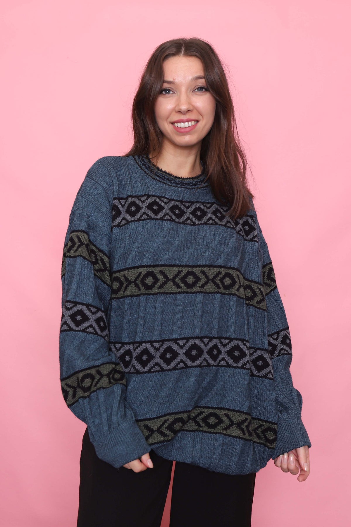 Vintage Abstract Patterned Knit Jumper