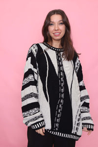 Carlo Colucci Vintage Abstract Monochrome Patterned Knit Jumper