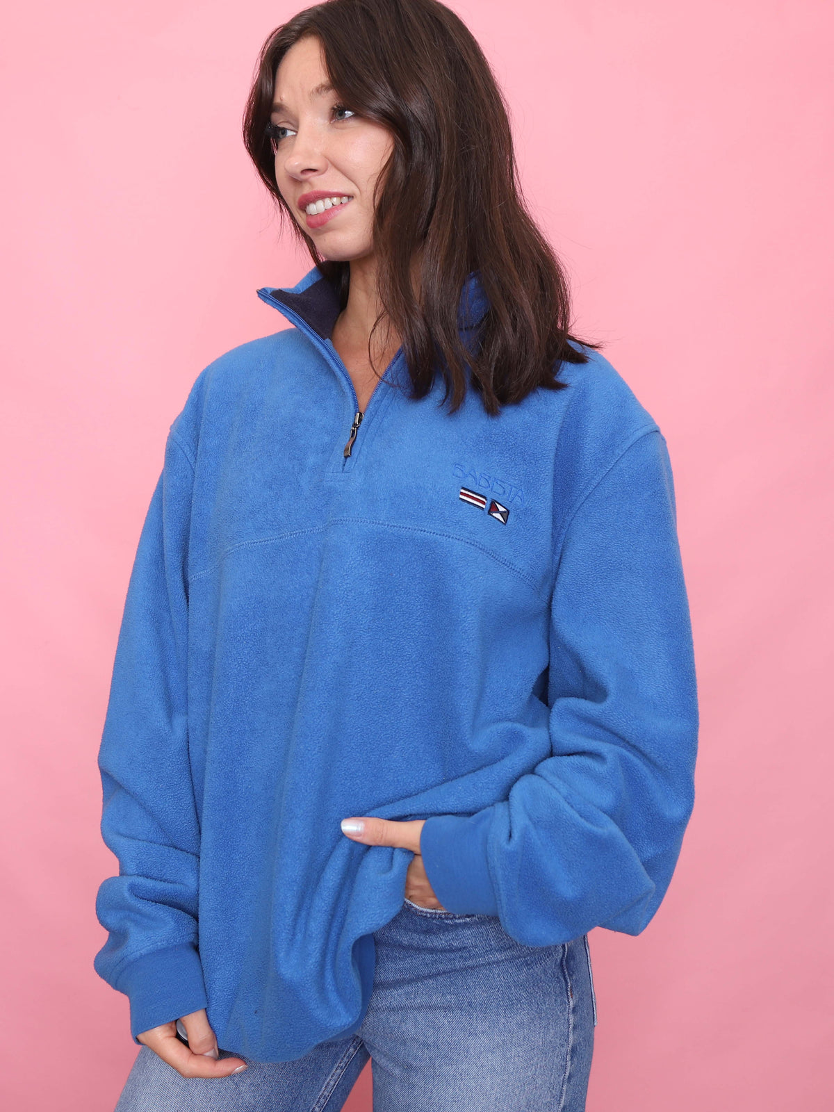 Vintage Blue 1/4 Zip Fleece Pullover