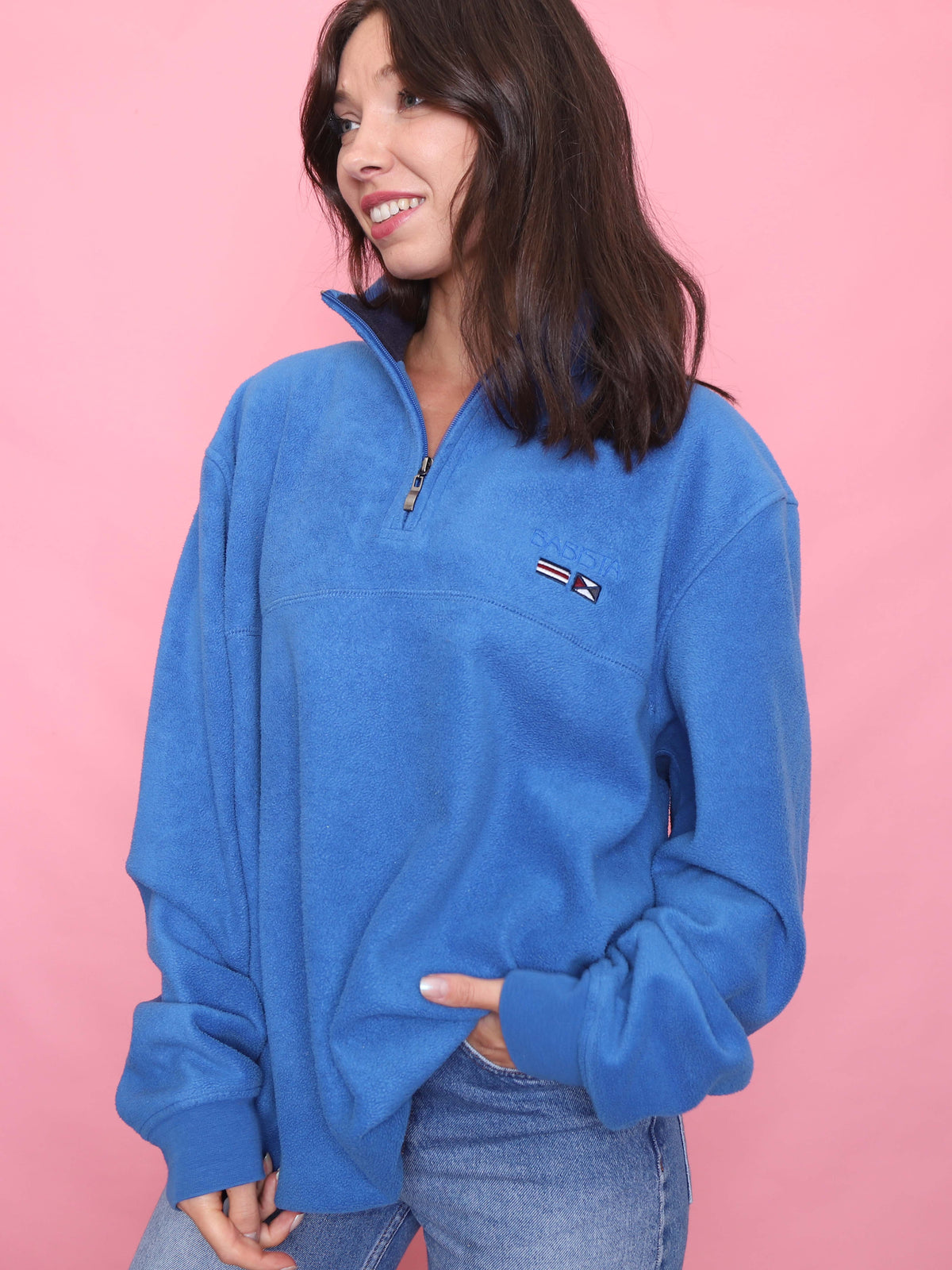 Vintage Blue 1/4 Zip Fleece Pullover