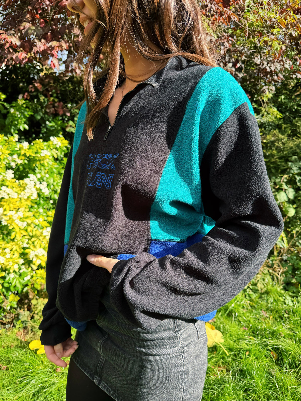 Vintage Colour Block Pick Fun 1/4 Zip Fleece