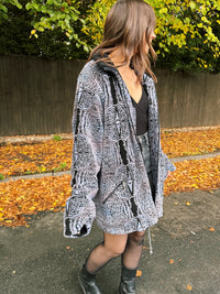 Vintage Abstract Pattern Teddy Fleece Jacket