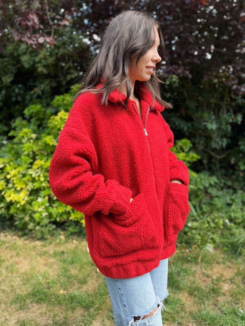 Vintage Zip Up Teddy Fleece Jacket