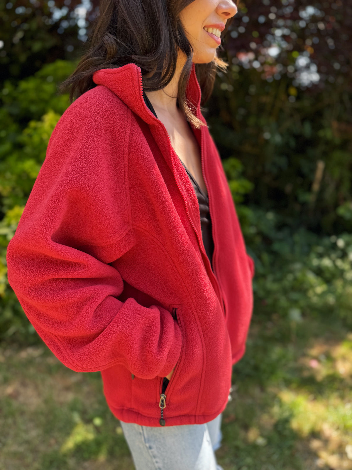 The North Face Full Zip Polartec Fleece Jacket Red