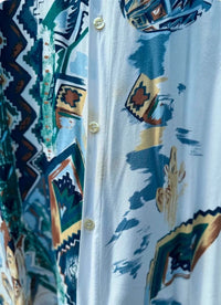 Vintage Abstract Print Shirt | Graphic Pattern Short Sleeve