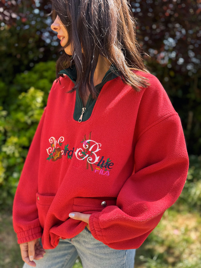 Fila Vintage 1/4 Zip Embroidered Fleece Jacket