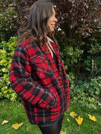 Vintage Checked Zip-Up Teddy Fleece Lined Jacket With Hood