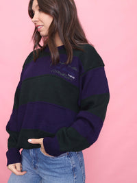 Vintage Purple & Green Striped Knit Jumper