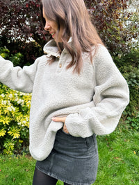 Vintage Cream Teddy 1/4 Button Polartec Fleece Pullover