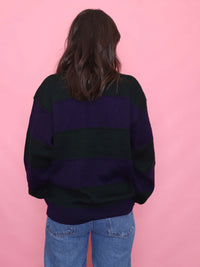 Vintage Purple & Green Striped Knit Jumper