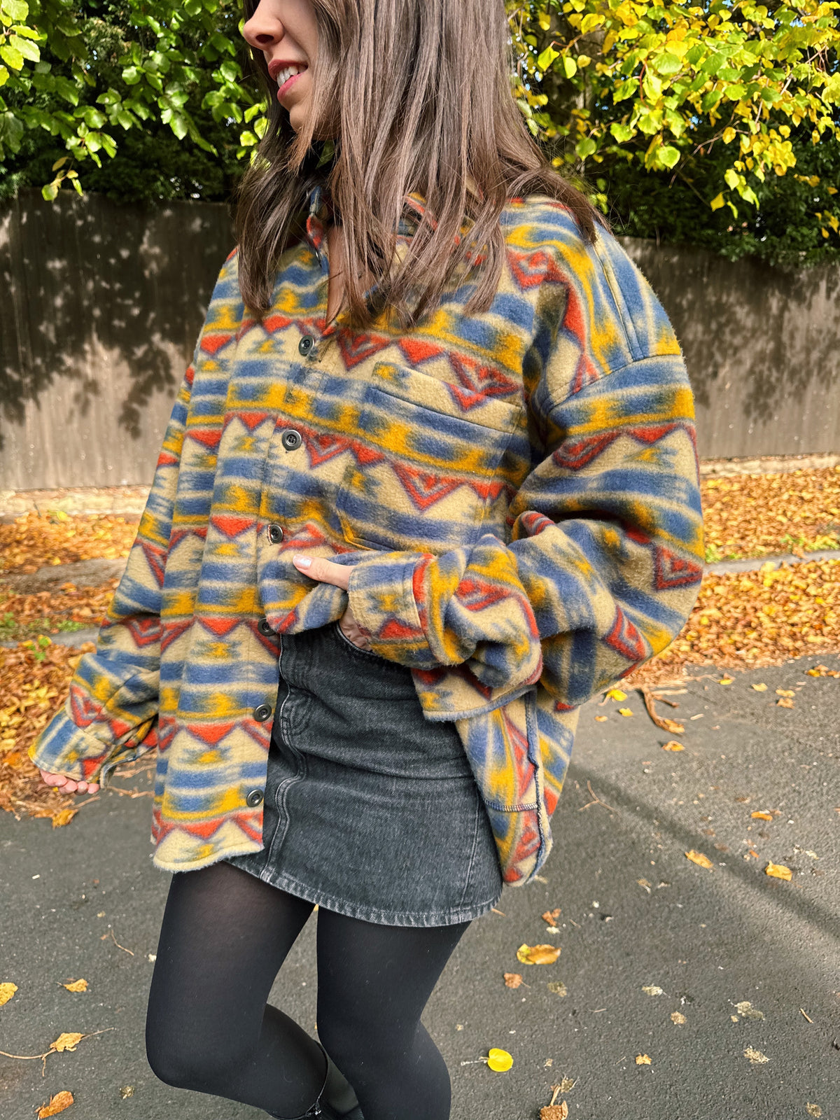 Vintage Patterned Fleece Shirt