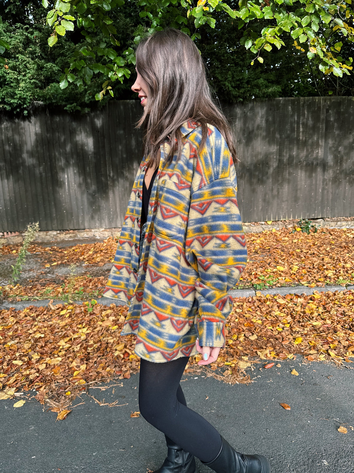 Vintage Patterned Fleece Shirt