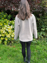 Vintage Beige Fleece Sweatshirt with Navy Stripe