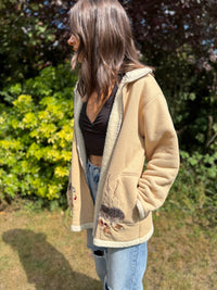 Vintage Embroidered Hedgehog Sherpa Fleece Jacket