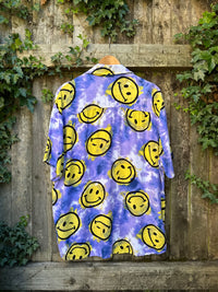 Retro Smiley Face Shirt | 90s Style Rave Festival Print Short Sleeve Shirt