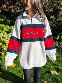 Vintage 90s 1/4 Zip Embroidered Fleece Pullover