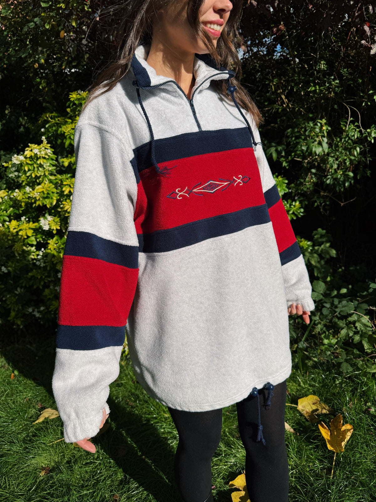 Vintage 90s 1/4 Zip Embroidered Fleece Pullover