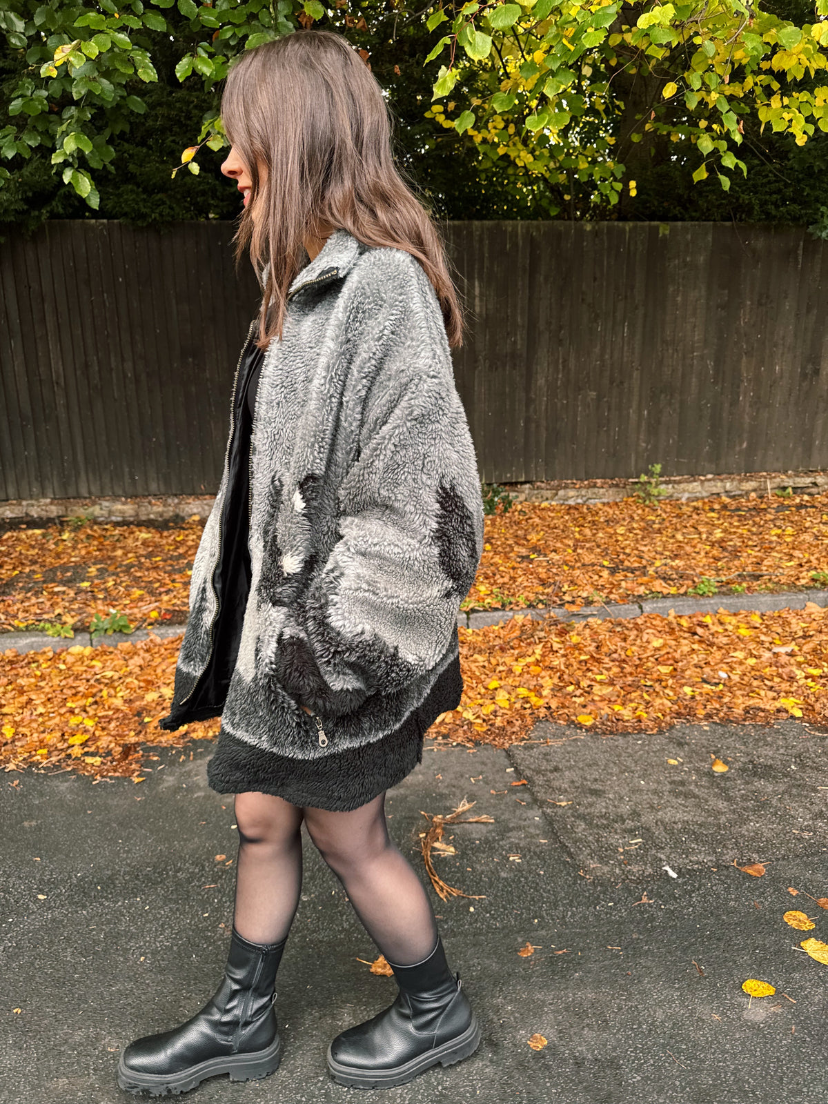 Vintage Eagle Patterned Teddy Fleece Jacket