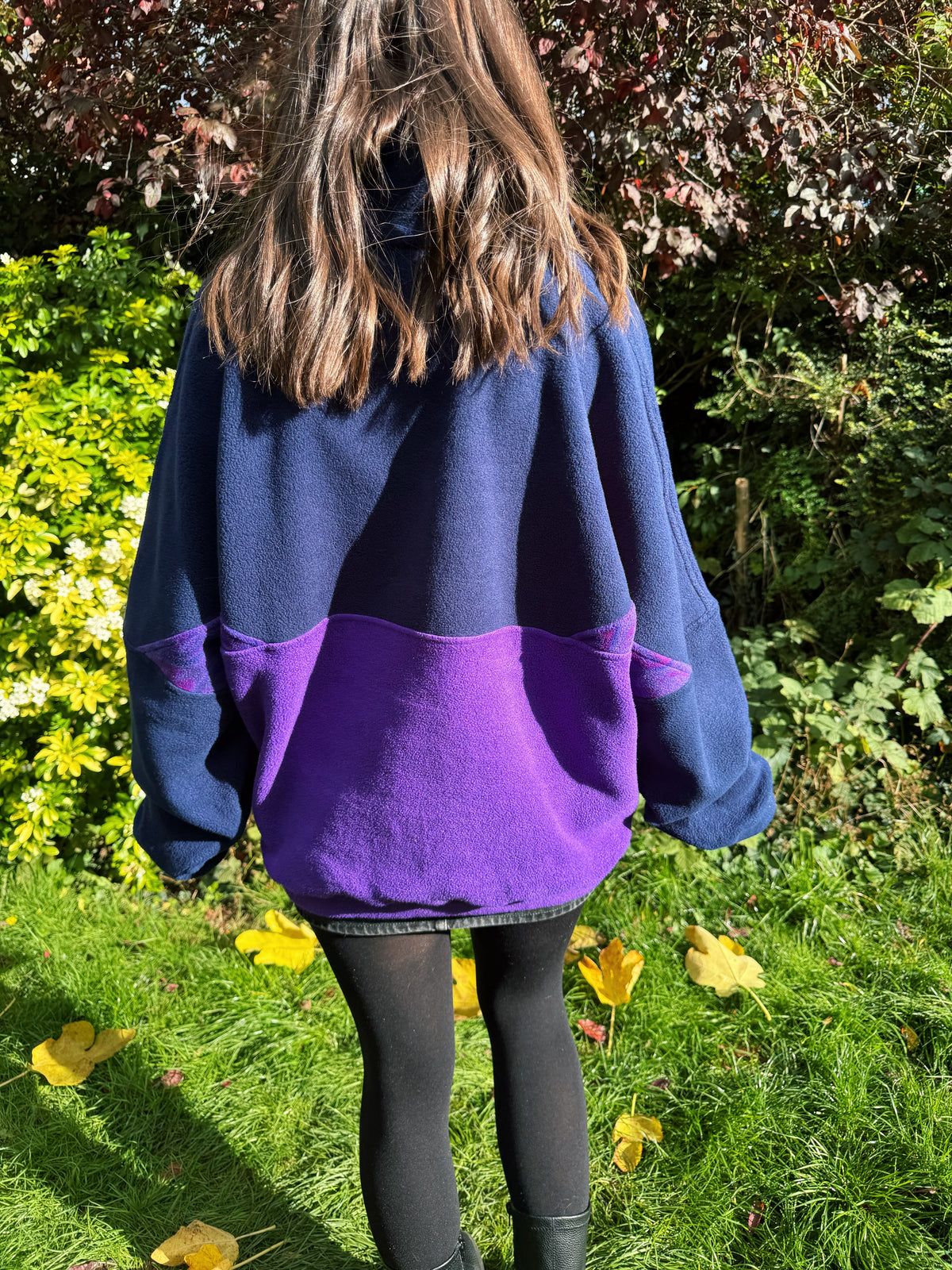 Vintage Colourblock Purple & Navy 1/4 Zip Polartec Fleece