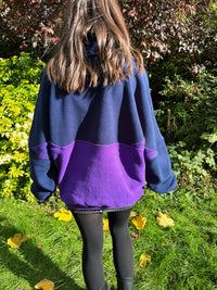 Vintage Colourblock Purple & Navy 1/4 Zip Polartec Fleece