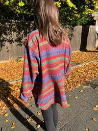 Vintage 90s Colourful Aztec Pattern Full Zip Fleece
