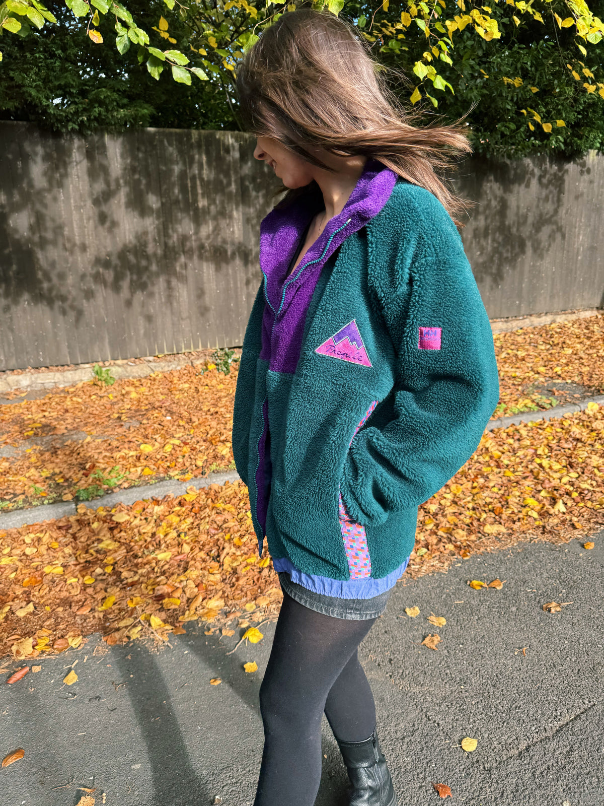 Vintage Helly Hansen Profile Sherpa Fleece Jacket Teal & Purple
