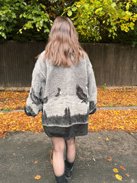 Vintage Eagle Patterned Teddy Fleece Jacket