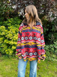 Vintage Aztec Pattern 1/4 Zip Fleece Jacket