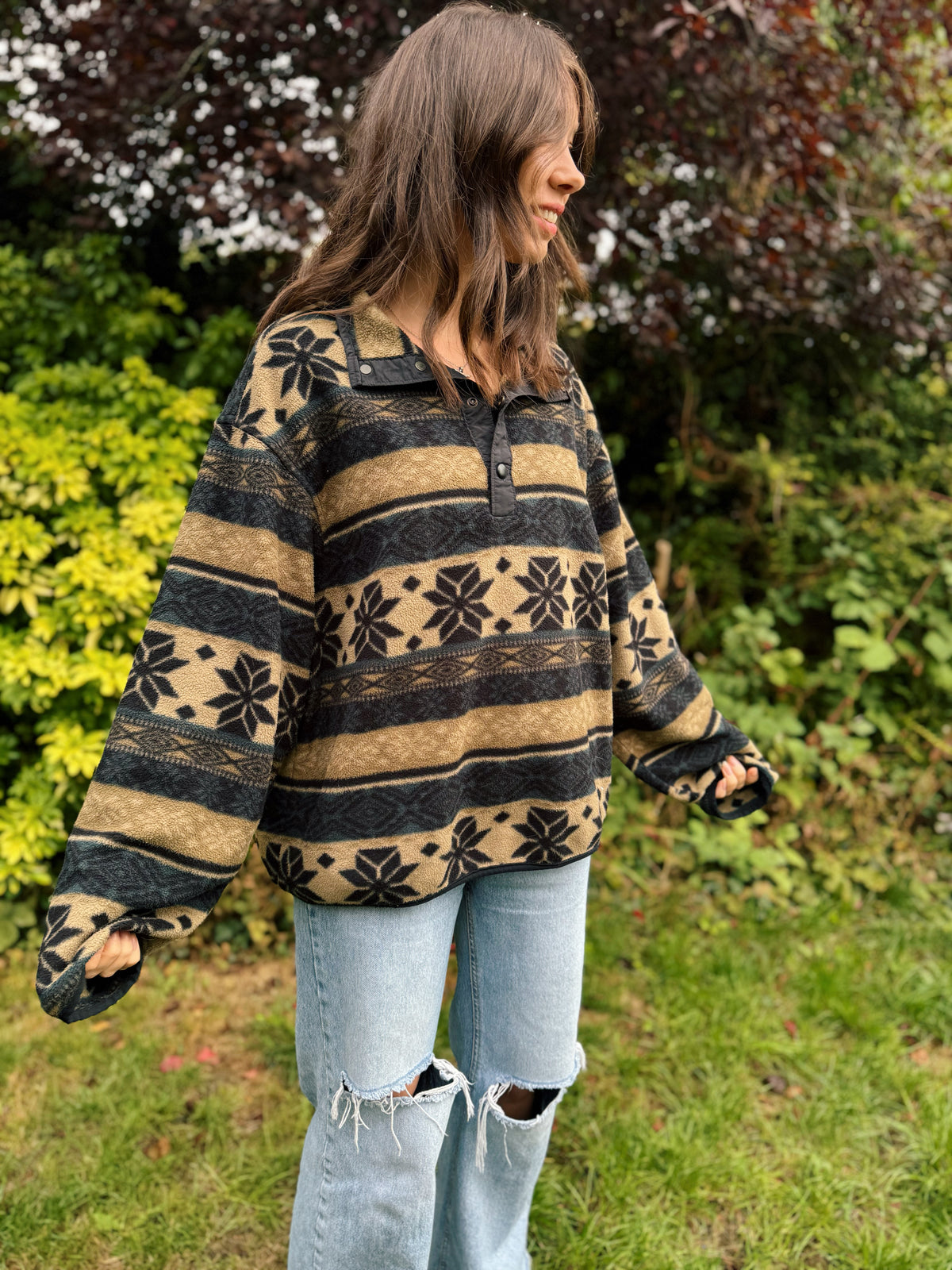 Woolrich Vintage Pattern 1/4 Button Polartec Fleece Jacket