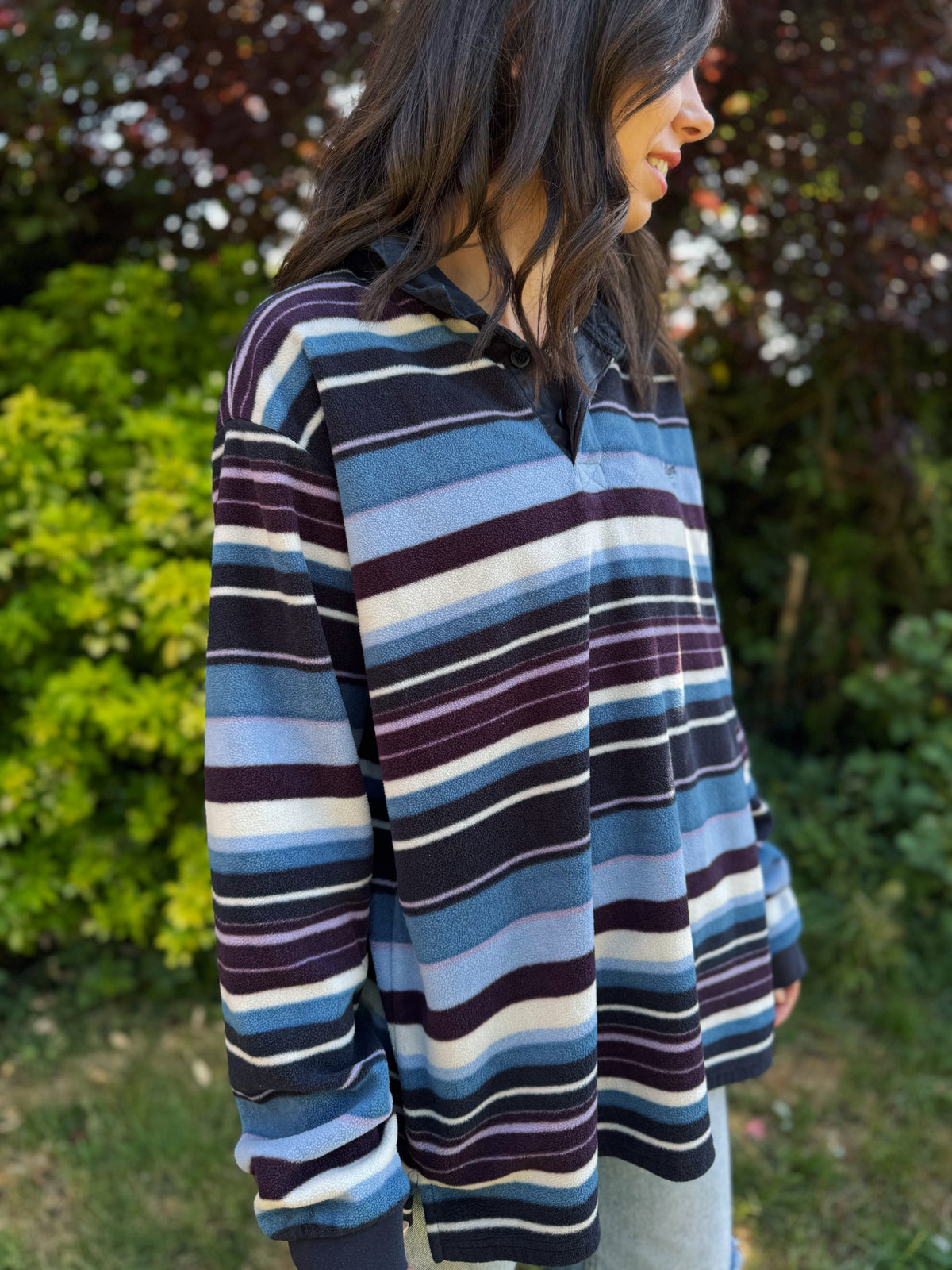 Cotton Traders Vintage Striped 1/4 Button Fleece