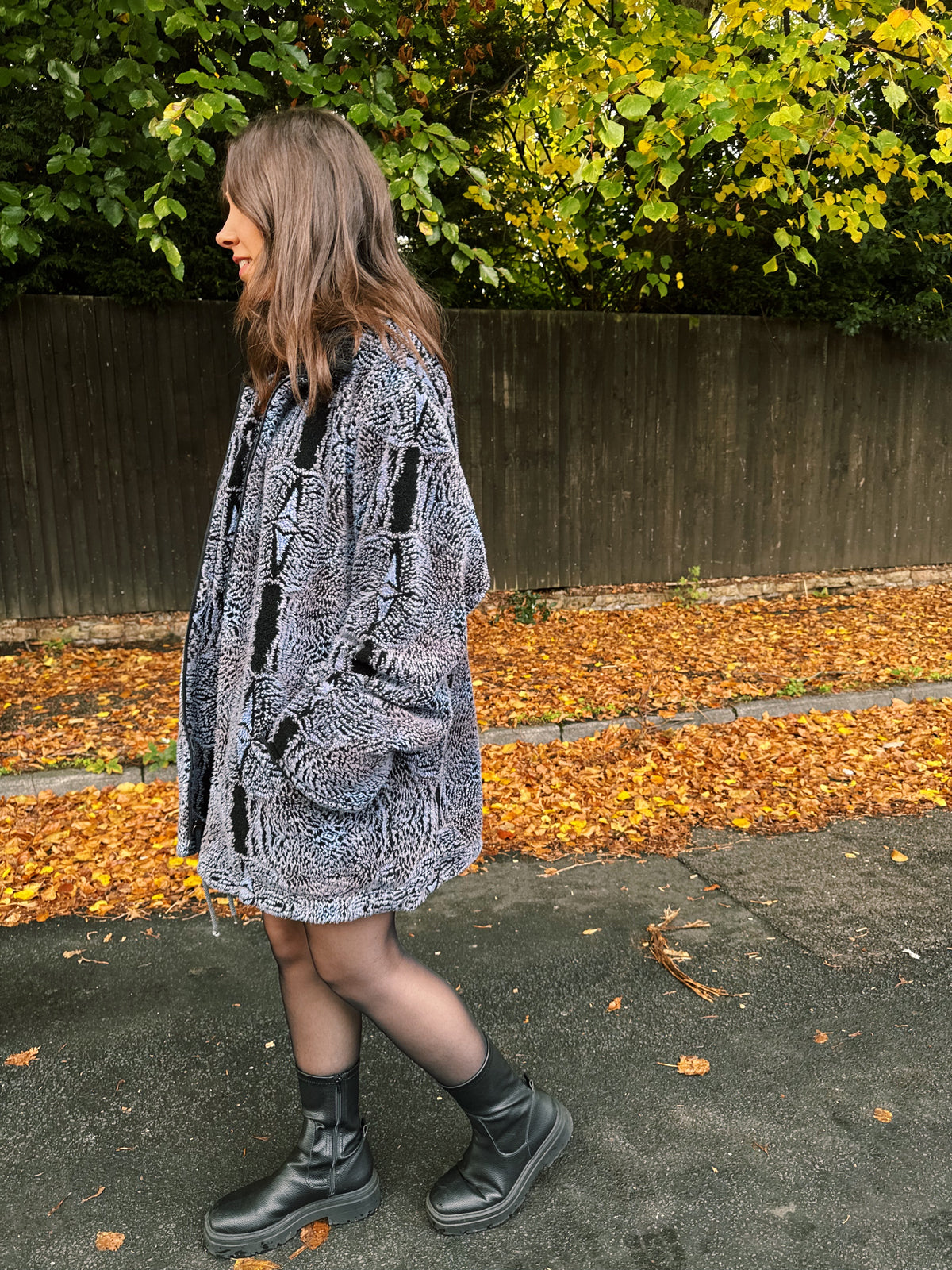 Vintage Abstract Pattern Teddy Fleece Jacket