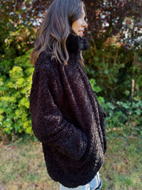 Vintage Black Sherpa Teddy Fleece Jacket