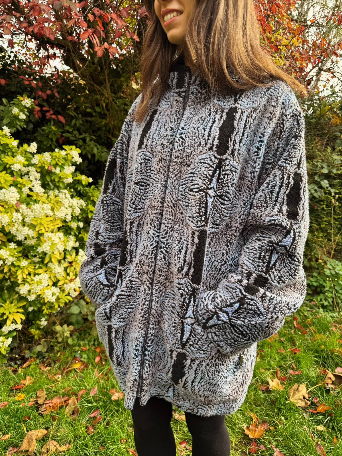 Vintage Abstract Pattern Teddy Fleece Jacket