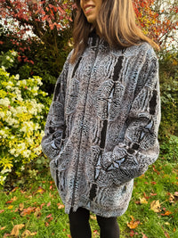 Vintage Abstract Pattern Teddy Fleece Jacket