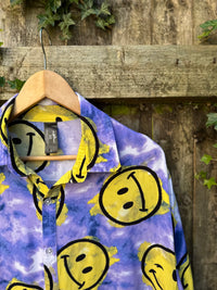 Retro Smiley Face Shirt | 90s Style Rave Festival Print Short Sleeve Shirt