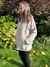Vintage Grey Zip-Up Fleece Jacket With Detachable Hood