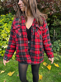 Vintage Checked Zip-Up Teddy Fleece Lined Jacket With Hood