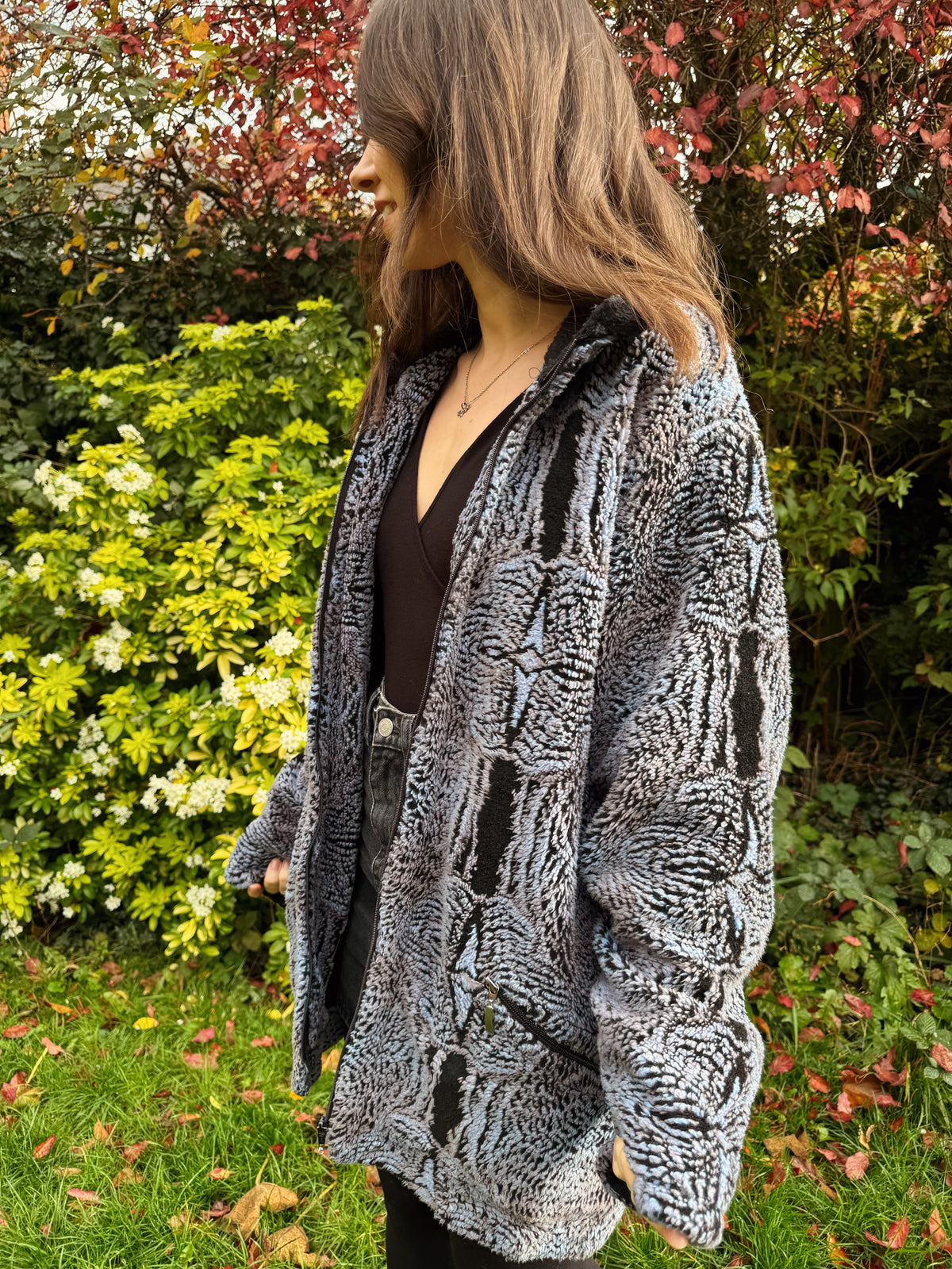 Vintage Abstract Pattern Teddy Fleece Jacket