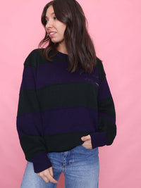Vintage Purple & Green Striped Knit Jumper