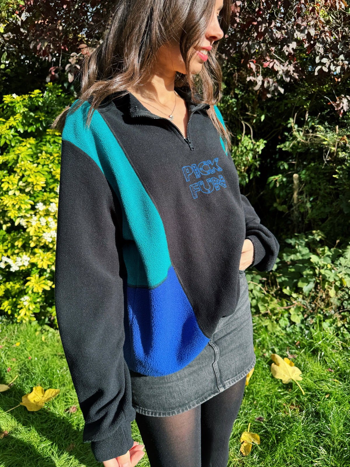 Vintage Colour Block Pick Fun 1/4 Zip Fleece