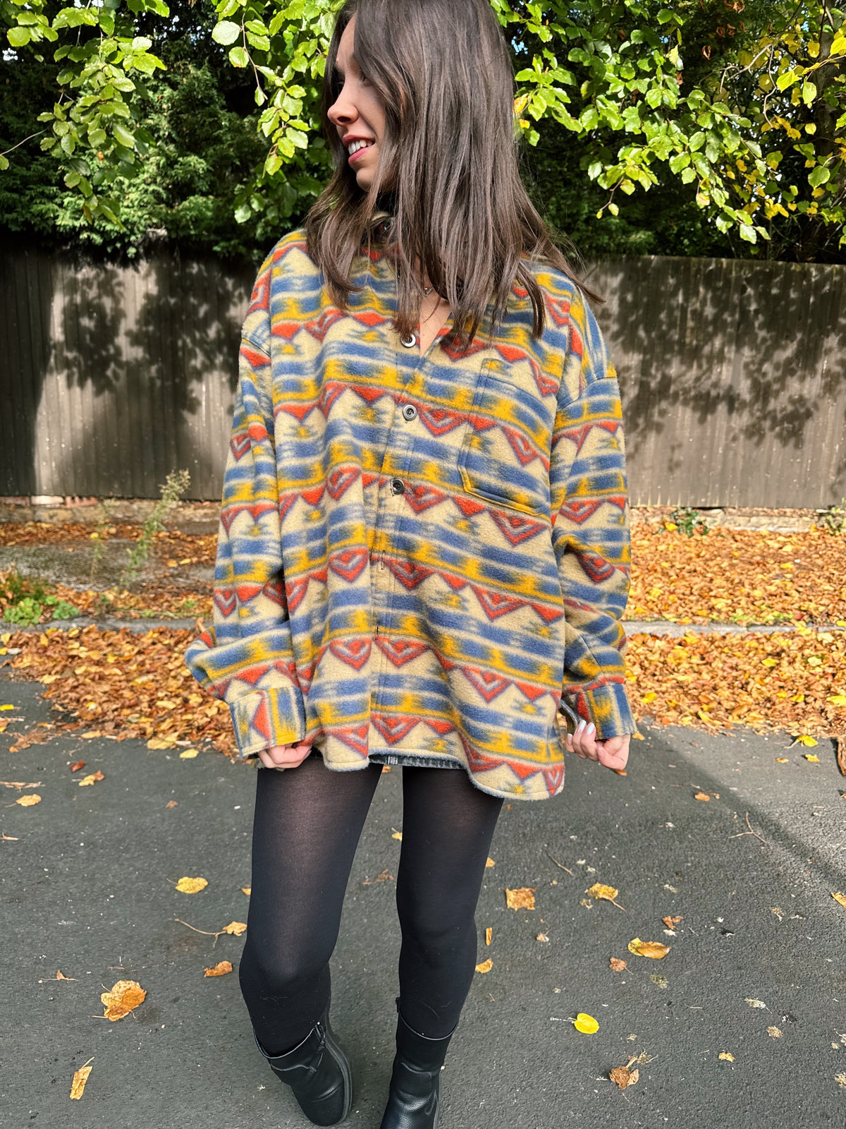 Vintage Patterned Fleece Shirt