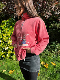 Brugi Vintage Ski Scene Embroidered 1/4 Zip Fleece