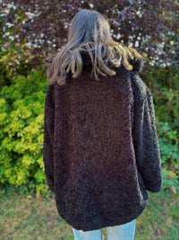 Vintage Black Sherpa Teddy Fleece Jacket