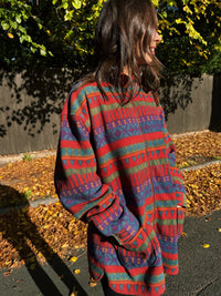 Vintage 90s Colourful Aztec Pattern Full Zip Fleece