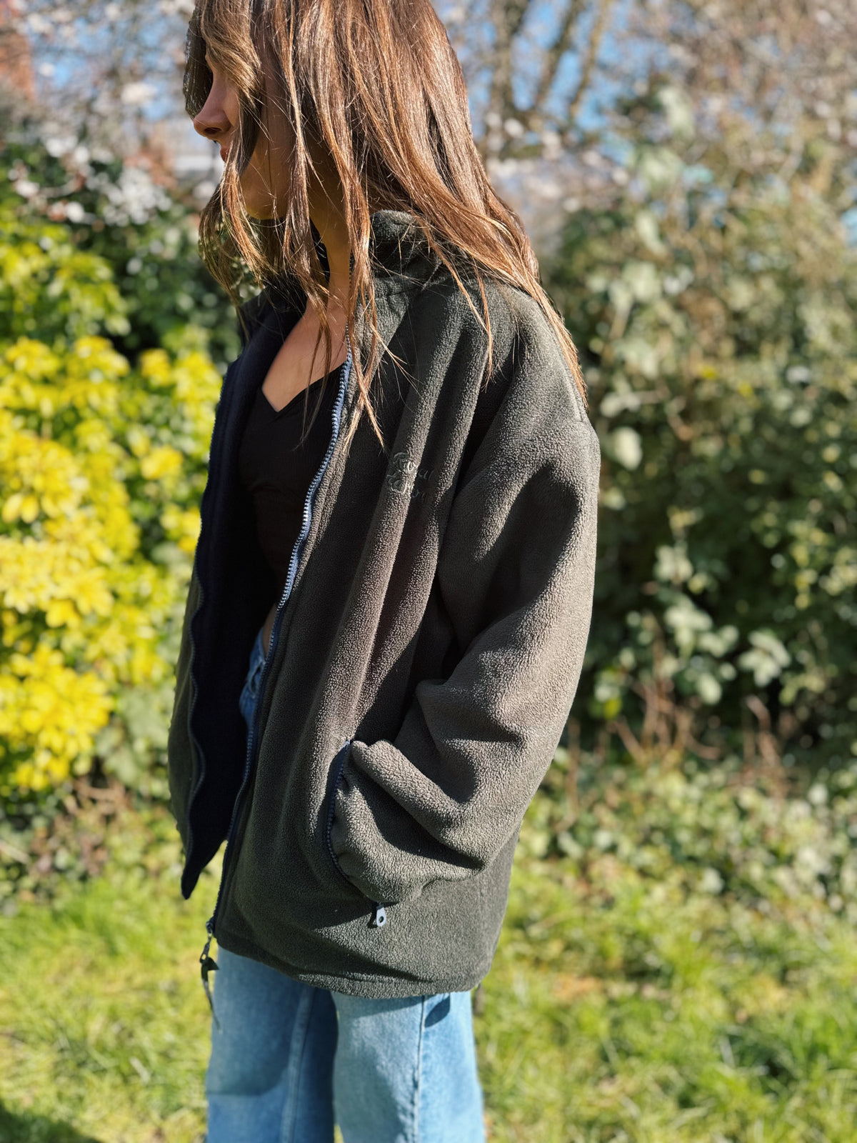 Vintage Full Zip Fleece Jacket Green