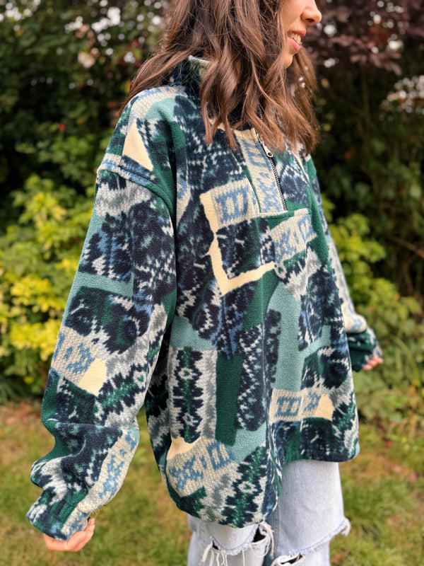 Fila Vintage Magic Line Pattern 1/4 Zip Jacket